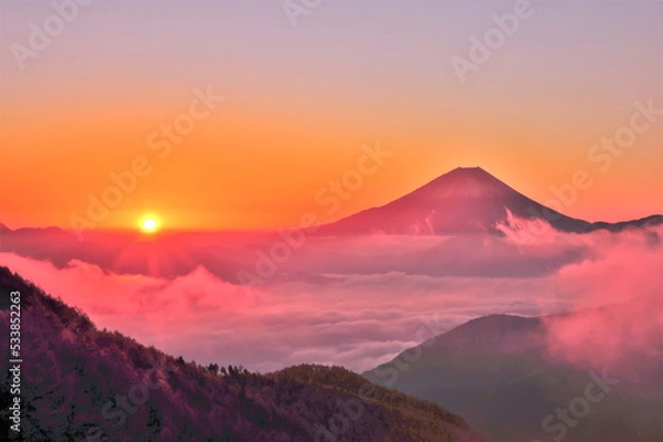 Fototapeta 富士山と日の出,
