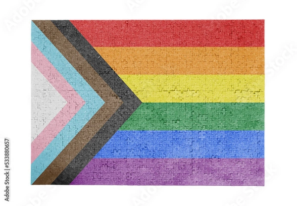 Obraz Large puzzle with the Progress LGBTQ Rainbow flag