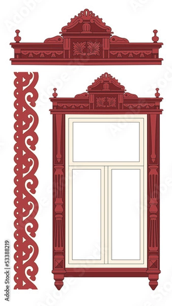 Obraz The wooden decorated window