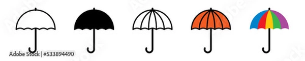 Fototapeta Umbrella icons. Parasol icon set. Umbrella icon in style line and flat. Umbrella symbol. Vector illustration