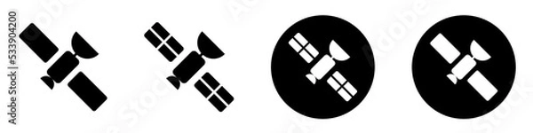 Obraz Internet communication. Set of satellite station vector icon. Communication, broadcast. Space station.
