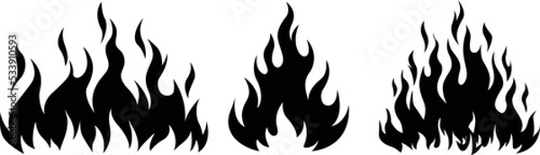Fototapeta Fire flames, set vector icons. Fire sign. Fire flame icon isolated on white background. Vector illustration