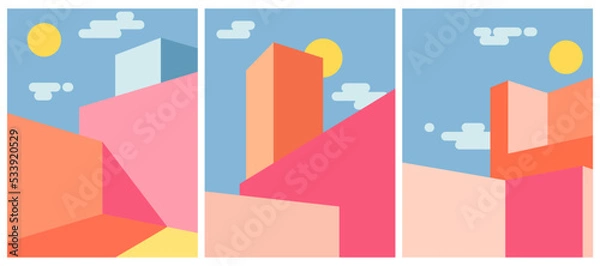 Obraz Abstract buildings, line simple architecture, vector illustration