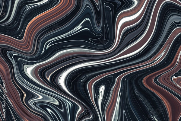 Fototapeta Striped black texture. Bright abstract composition. Moving colorful lines, modern trendy wallpaper. Creative shape. Art fluid design. Waves flow, graphic background, swirl pattern. Marbling template.