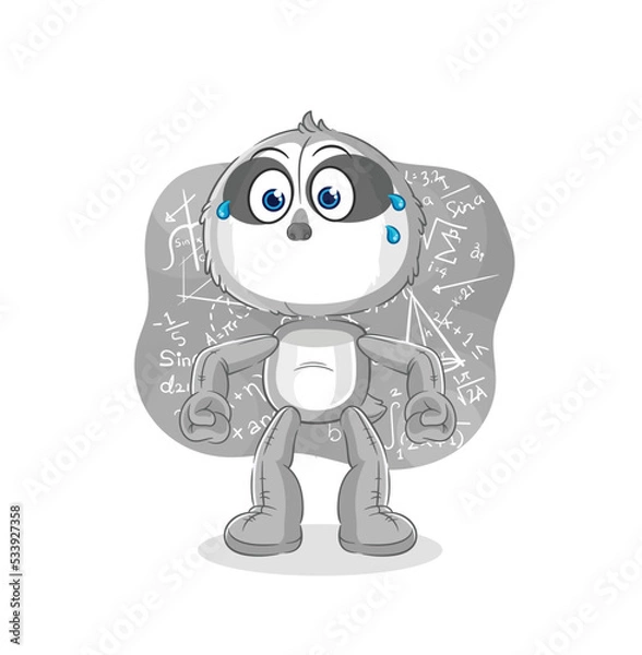 Obraz sloth thinking hard vector. cartoon character