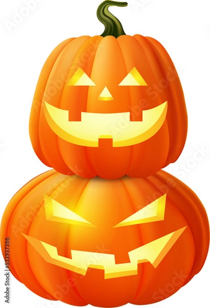 Obraz 3D realistic halloween pumpkin lantern