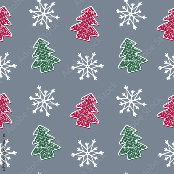 Obraz new year seamless pattern snowflake,christmas tree,star