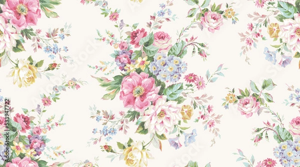 Fototapeta Classic Popular Flower Seamless pattern background.Perfect for wallpaper, fabric design, wrapping paper, surface textures, digital paper.