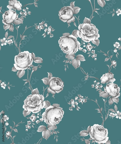 Fototapeta Classic Popular Flower Seamless pattern background.Perfect for wallpaper, fabric design, wrapping paper, surface textures, digital paper.
