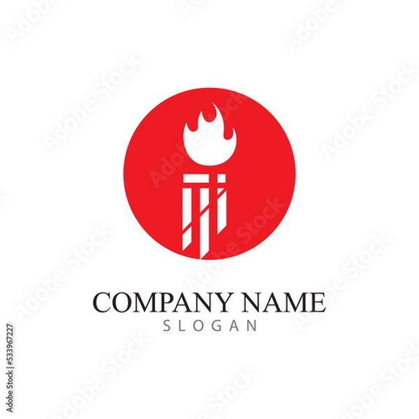 Obraz torch logo icon with concept vector illustration template