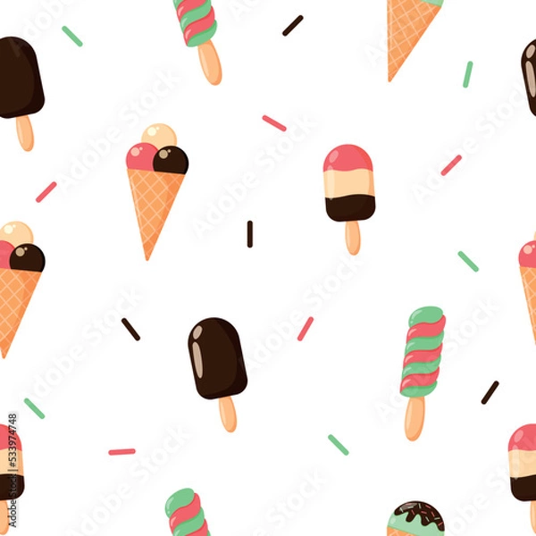 Obraz The pattern with Ice Cream. Vector illustration