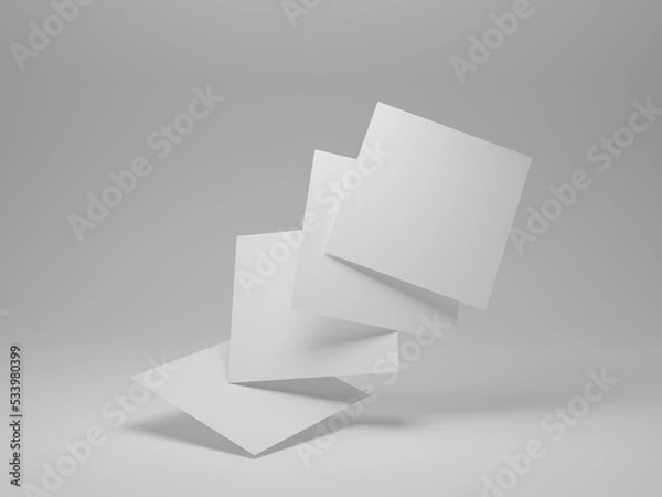 Obraz Square flyer mockup with 3d rendering.  White background 3D Illustration