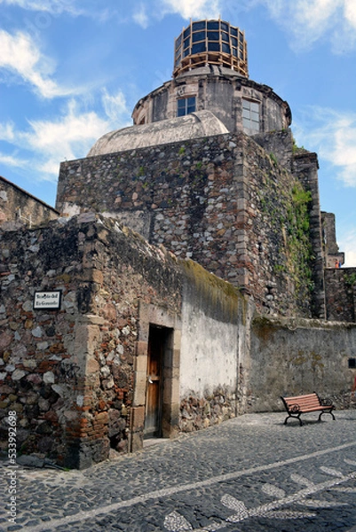 Obraz old castle in the village of the town