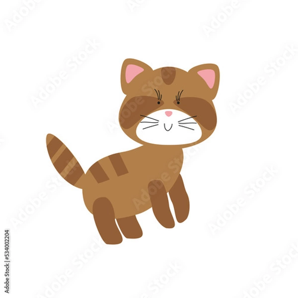 Obraz vector illustration brown cute cat kitten on white background