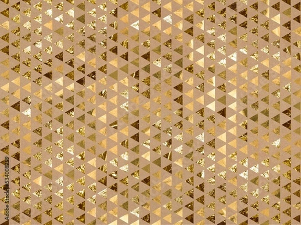 Obraz Gold geometric pattern on craft background. Abstract modern background with gold triangle pattern