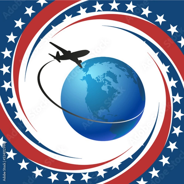 Obraz american flag and globe