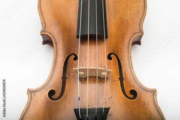 Obraz Close up of violin bridge with f-holes.
