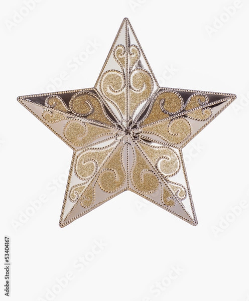 Fototapeta Gold patterned star on white background
