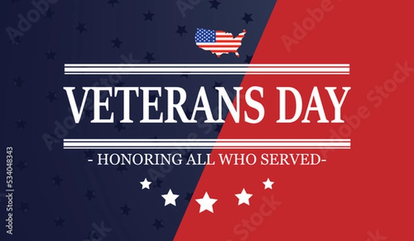 Fototapeta veterans day, November 11, honoring all who served, posters, modern design vector illustration