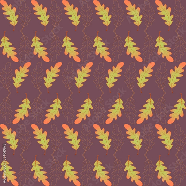 Obraz Seamless pattern with oak leaves