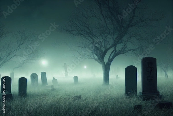 Obraz spooky cemetery at night