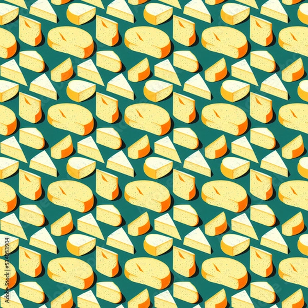 Fototapeta Seamless pattern with stylized cheese mold. Modern bright style. You can use a bright print for the design.