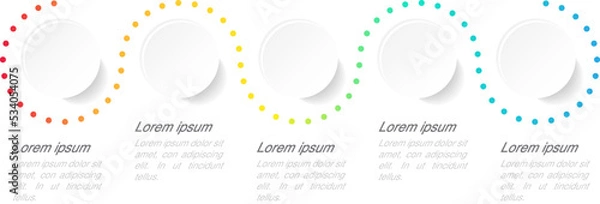 Fototapeta Business infographics with round template design, 5 options or steps. Vector illustration