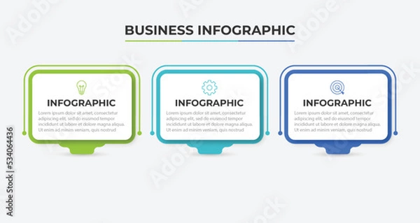 Fototapeta Timeline infographic design element and number options. Business concept with 3 steps. Can be used for workflow layout, diagram, annual report, web design. Vector business template for presentation.