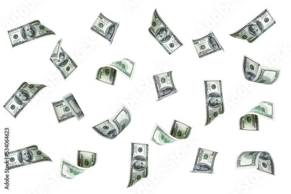 Fototapeta Money background. Hundred dollars of America. Usd cash money falling.
