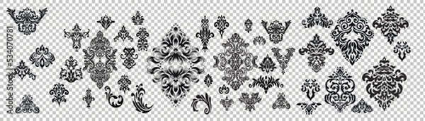 Fototapeta Vintage baroque frame scroll ornament engraving border floral retro pattern antique style acanthus foliage swirl decorative design element filigree calligraphy wedding - vector on a white background. 