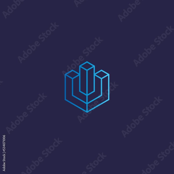 Obraz Geometric 3d building vector logo design