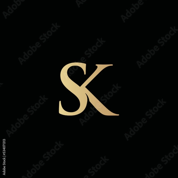 Obraz Elegant luxury gold monogram initial vector logo SK