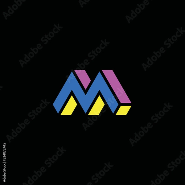 Obraz Colorful 3d letter M vector design logo