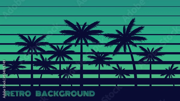 Fototapeta retro background with palm trees. vector illustration