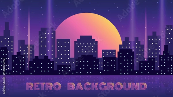 Fototapeta urban retro background in 80s style. vector illustration