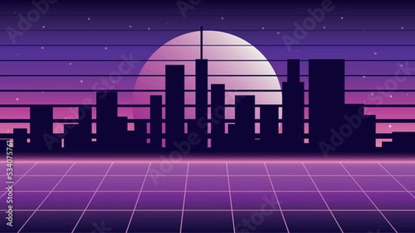 Fototapeta urban retro background in 80s style. vector illustration