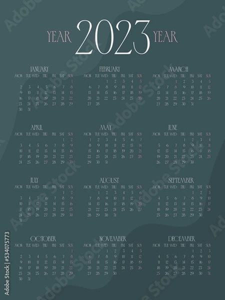 Obraz calendar for 2023	
