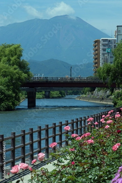 Fototapeta 岩手山と北上川