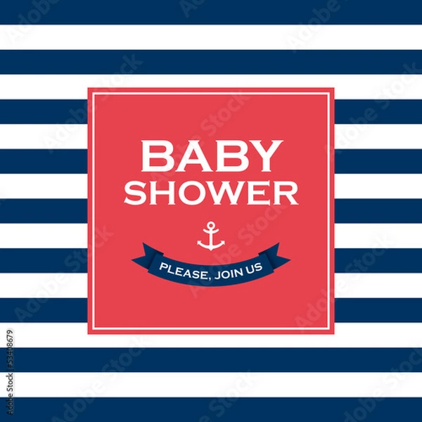 Fototapeta Baby shower card invitation. Vector design elements editable.