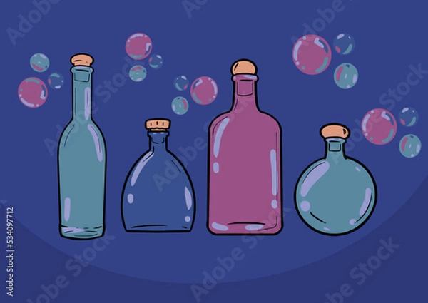 Obraz colored bottles illustration
