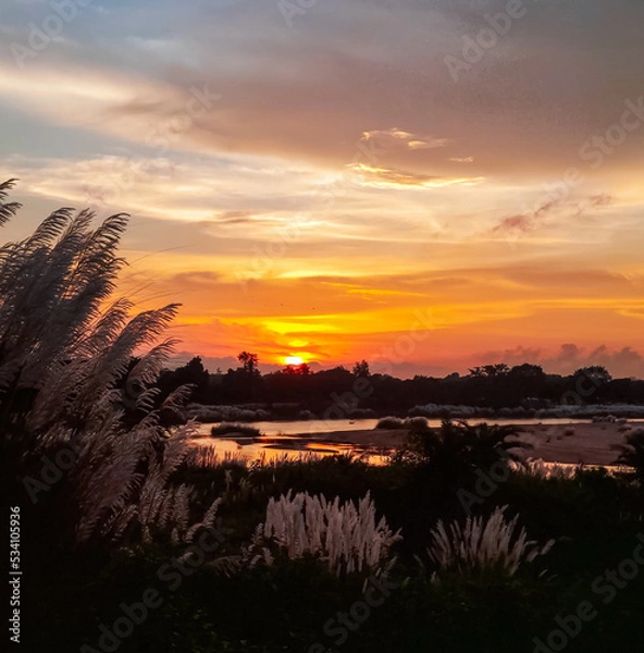 Fototapeta sunset on the river