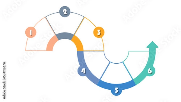 Fototapeta Basic circle infographic with 6 steps, process or options.