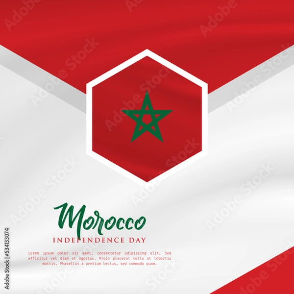 Fototapeta Square Banner illustration of Morocco independence day celebration with text space. Vector illustration.