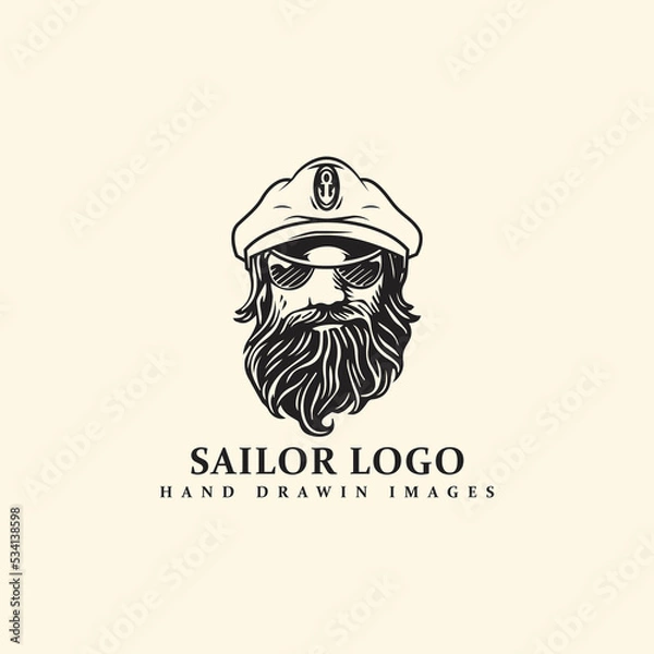 Obraz Captain character logo. sailor logo template.