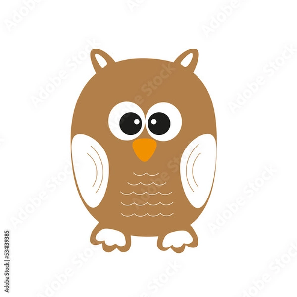 Obraz vector illustration of a cute brown owl on a white background
