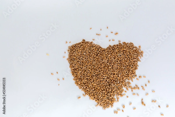 Obraz Grains wheat heart shape. White background.