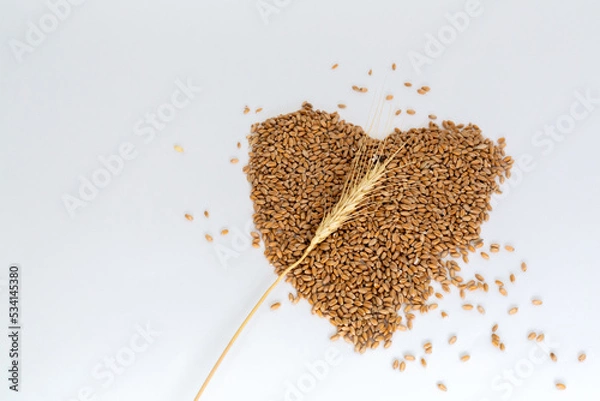 Obraz Grains wheat heart shape. White background.