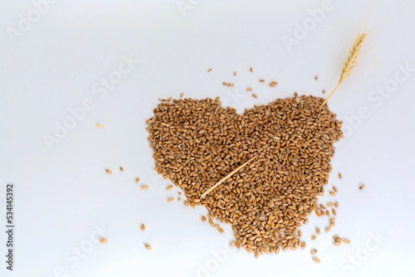 Obraz Grains wheat heart shape. White background.