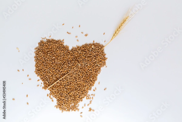 Obraz Grains wheat heart shape. White background.