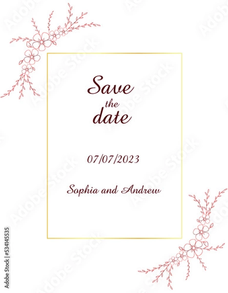 Obraz The postcard save the date. Invitetion, Wedding. Vector illustration